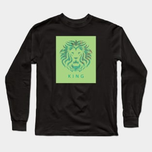 'KING' Lion Head - Green Long Sleeve T-Shirt